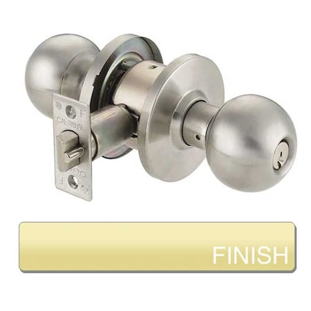Cal-Royal BA Design Privacy Knob Lock, 2-3/4 Backset, ASA Strike, US3 Polished Brass BA20-3